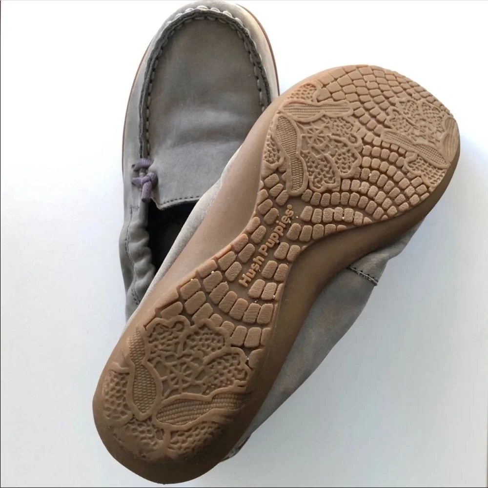 Hush Puppies CEIL Grey Suede Mocc Slip-on Loafers, sz. 6